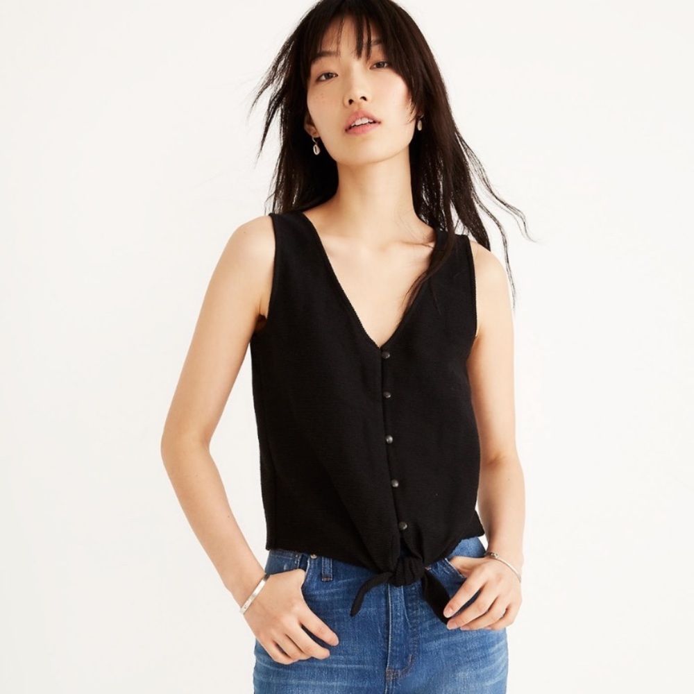 Madewell Texture & Thread Button-Front Tie Tank